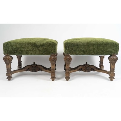 Paire de Tabourets de Style Louis XIV, circa 1880