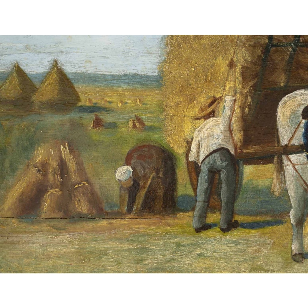 Huile sur panneau, Les moissonneurs par Achille Blot (1855-1926) 8