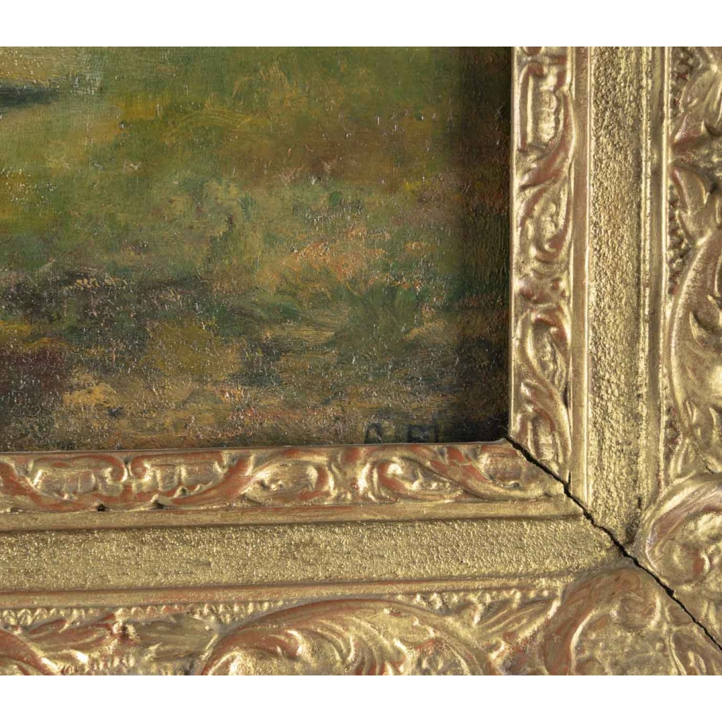 Huile sur panneau, Les moissonneurs par Achille Blot (1855-1926) 5