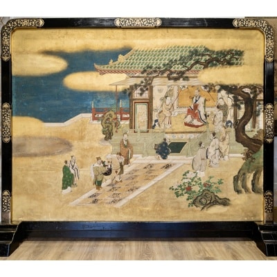 Important panneau représentant l&rsquo;Empereur chinois Liu Heng