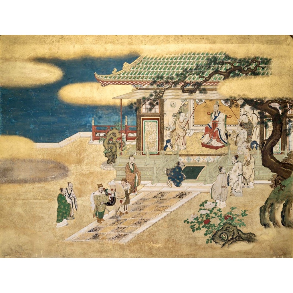 Important panneau représentant l&rsquo;Empereur chinois Liu Heng 3