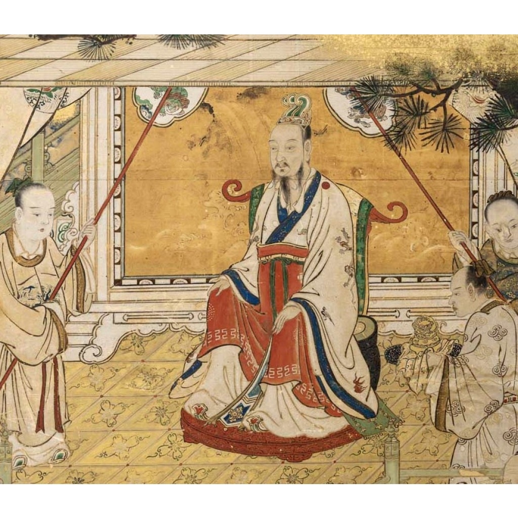 Important panneau représentant l&rsquo;Empereur chinois Liu Heng 6