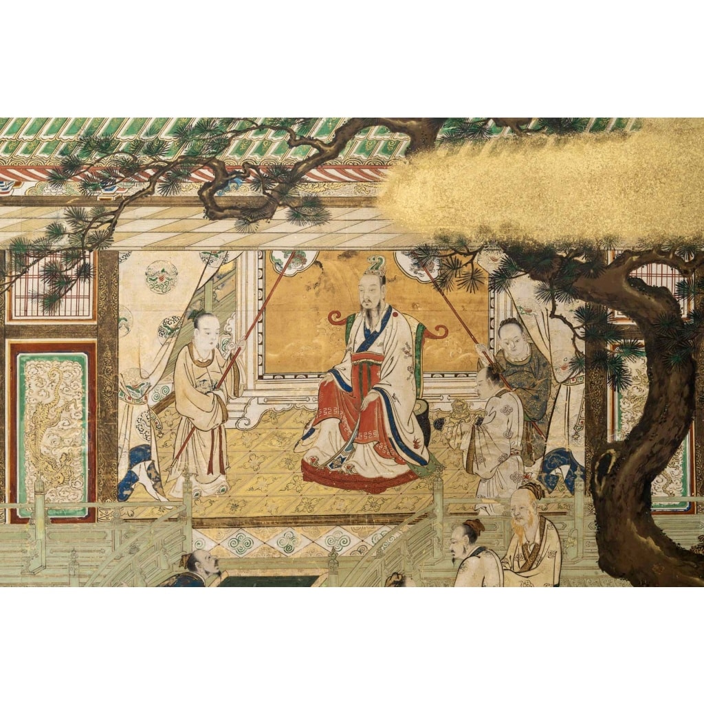 Important panneau représentant l&rsquo;Empereur chinois Liu Heng 7