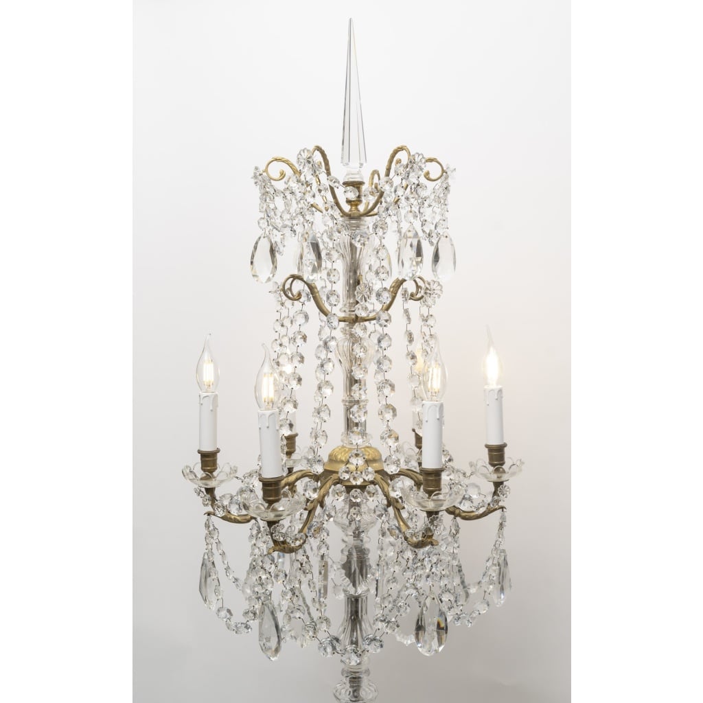 Grand Lampadaire de Style Louis XV – Bronze & Cristal 4 Grand Lampadaire de Style Louis XV – Bronze & Cristal 4